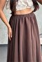 Women's Brown High Waist Elastic Waist Lined Crinkle Textured Asymmetrical Cut Long Maxi Skirt 8087 - 7