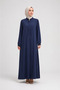 Plain Navy Blue Robe with Hidden Zipper - 2