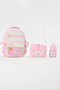 Kawaii Korean Style Accessory Set of 3 Pink Girls' Primary School Backpack Lunch Bag Pencil Case