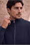 Woody Oversized Brioche Knit Zip-Up Men's Cardigan - Indigo - 3