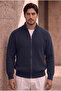 Woody Oversized Brioche Knit Zip-Up Men's Cardigan - Indigo - 2