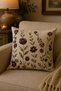 Burgundy Brown Green Floral Throw Pillow Cover Set of 4 – Vintage Decorative Pillow - 5