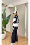 Women's Navy Blue Lace Detailed Premium Stand Collar Tracksuit Set - 3
