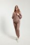 3 Thread Women's Tracksuit Set with Hooded Kangaroo Pocket, Soft Fleece Inside, Top and Bottom