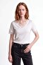 Women's Lace Detailed V-Neck Transparent Blouse - 2