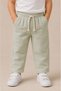 Children's Mint Green Comfortable Cut Pants with Elastic Waist and Pockets