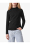 Modal Blend Long Sleeve Mock Neck Basic T-Shirt - 2
