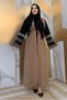Women's Mink Sleeves with Embroidered Detail and Belted Ferace t 4187 - 2