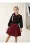 Girl's Black Blouse Striped Skirt Buckle 3-Piece Set - 2