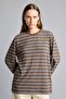 Oversize Crew Neck Striped Long Sleeve T-Shirt I5557Ax26Au - 5