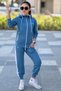 Girl's Scuba Potential Thick Striped Hooded Diving Fabric Tracksuit Set Esf7025 - 3