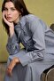 100% Cotton Regular Fit Tie-Up Poplin Long Sleeve Tunic I1818Ax26Hs - 3