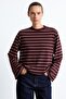 Oversize Striped Crew Neck Long Sleeve T-Shirt I6841Ax26Au - 4