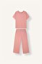Regular Fit Short Sleeve Lace Detailed Top Wide Leg Bottom 2-Piece Pajama Set I5544Ax26Au - 7