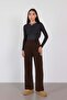 Belt Bagged Ribbed Knitwear Pants