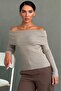 MG2184 Model Beige Long Sleeve Madonna Collar Knitwear Sweater - 8