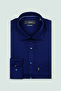 Leonardo Satin Cotton Comfort Fit Navy Blue Classic Collar Men's Plain Shirt - 5