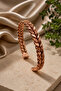 Women's Copper Bracelet with Leaf Motif, Knitted Model, Handcrafted, Adjustable Copper Bracelet
