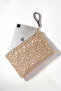 Star Patterned Gold Shiny Portfolio & Clutch Bag with Removable Wrist Strap 30 × 19 cm - 4