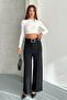 Women's High-Waist Belted Wide-Leg Palazzo Pants Black - 6