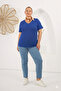 V-Neck Plus Size Cobalt Blue T-Shirt - 4