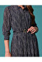 Patterned Shirt Collar Belted Midi Dress - 4