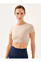 Captiva Soft Textured & Flexible Crop Top Beige