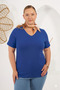 V-Neck Plus Size Cobalt Blue T-Shirt