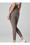 Stone Color Lily Patterned Shaping Leggings - 3