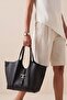 Women's Double Handle Shoulder Bag with Inner Bag and Clip Buckle Bertin Black