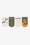Boy's Fruit Dinosaur Car Patterned 4 Pairs of Booties Socks