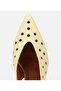 Women's Leather Yellow Perforated Open Back Short Heeled Stiletto - 5