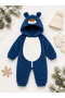 Girl Boy Baby Welsoft Plush Jumpsuit Hooded Zippered Winter Baby Romper Soft Fleece Astronaut Jumpsuit with Teddy Bear Figure - 4