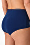 Navy Blue Easy Cotton Pack Trim High Waist Slip Panties - 2