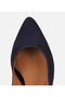Women's Suede Leather Navy Blue Open Back Thick Heeled Shoes - 5