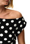 Polka Dot Asymmetric Collar Short Sleeve Top - 2