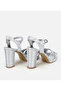 Women's Satin Metallic Lame High Heel Sandals - 4