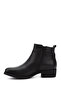 Women's Black Zippered Thick Heeled Genuine Leather Boots - 4