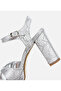 Women's Satin Metallic Lame High Heel Sandals - 6