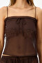 Brown Jasmin Chiffon Ruched Shorts Pajama Set - 3