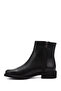 Women's Black Zippered Rubber Sole Genuine Leather Boots - 5