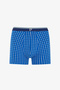 Men's Blue Check Geometric Patterned 3-Piece Boxers - 4