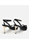 Women's Black Buckle Ankle Strap Heeled Sandals - 4