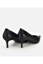 Women's Leather Black Thin Short Heeled Stiletto - 4