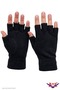 Winter Black Fleece Foldable Comfortable Fingerless Cut Gloves with Non-Tight Cuffs and Neck Collar Set of 3 - 2