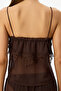 Brown Jasmin Chiffon Ruched Shorts Pajama Set - 4