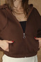 Women's 3 Thread Fleece Lined Hooded Zippered Short Cardigan 1111