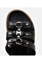 Women's Leather Black Buckle Flat Slippers - 4