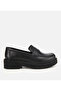Women's Leather Black Thick Soled Classic Loafer