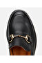 Women's Leather Black Buckle Classic Loafer - 5